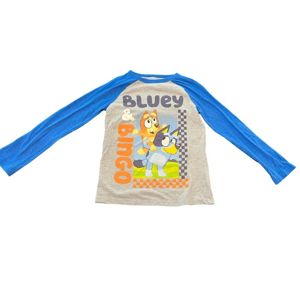 Jumping Beans Bluey Bingo Boys Raglan Long Sleeve Shirt Grey Blue Size 7‎